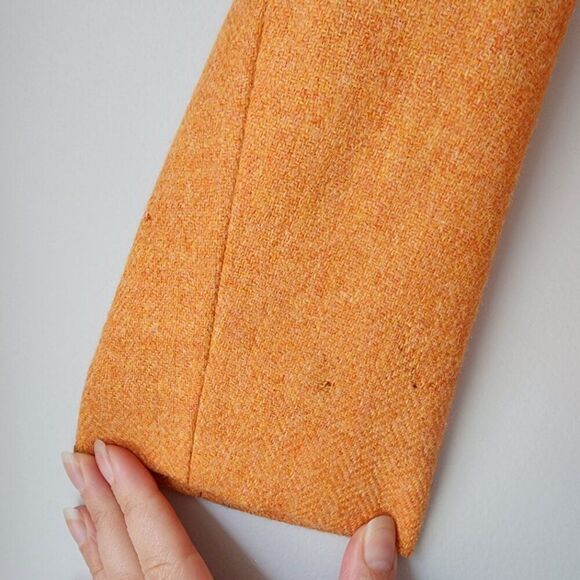 J. Crew Wool Ruffle Blazer | 2P | Orange Lined Jacket, Pockets, Buttons RN77388 - Picture 8 of 11